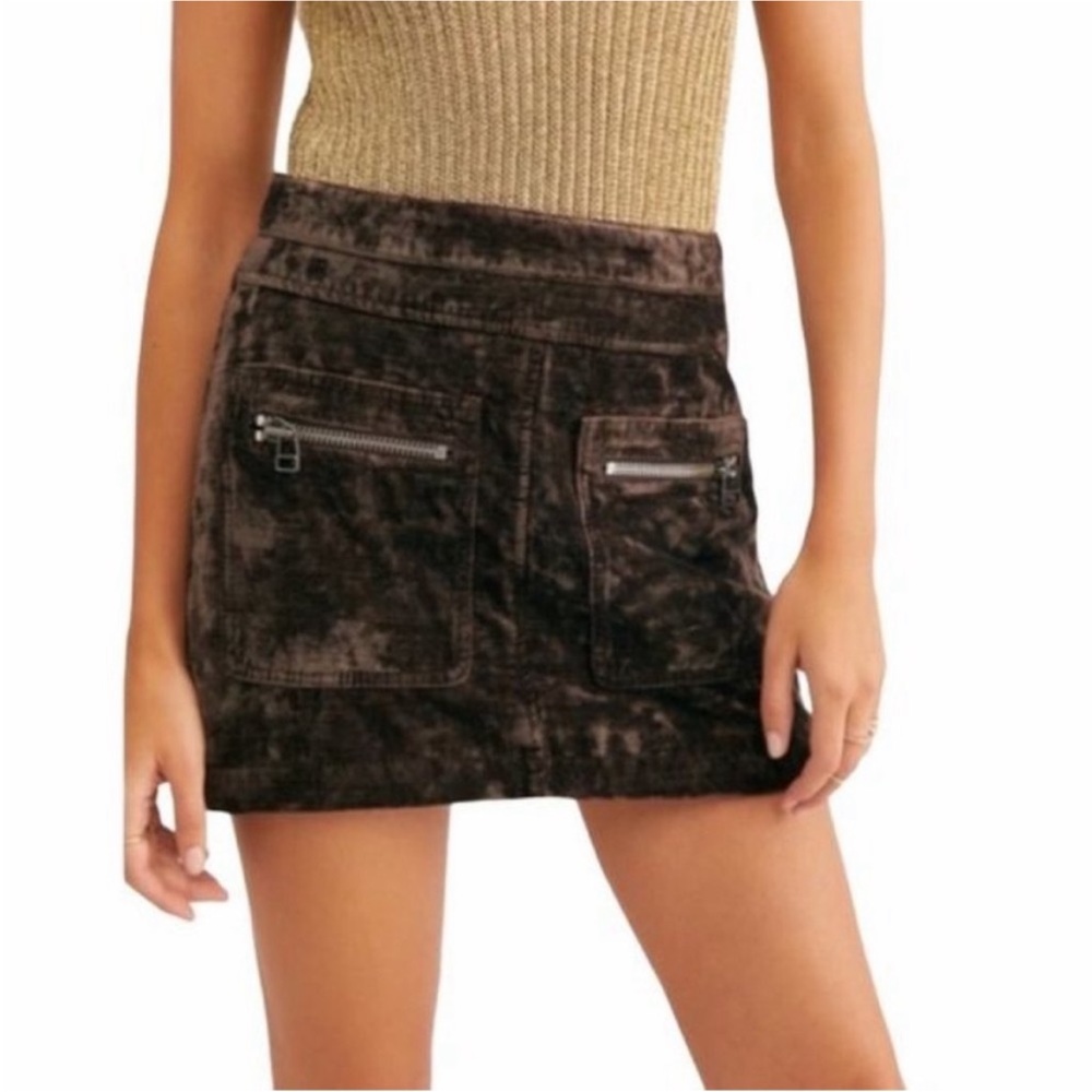 Nwt Free People Dust To Dust Velvet Mini Skirt